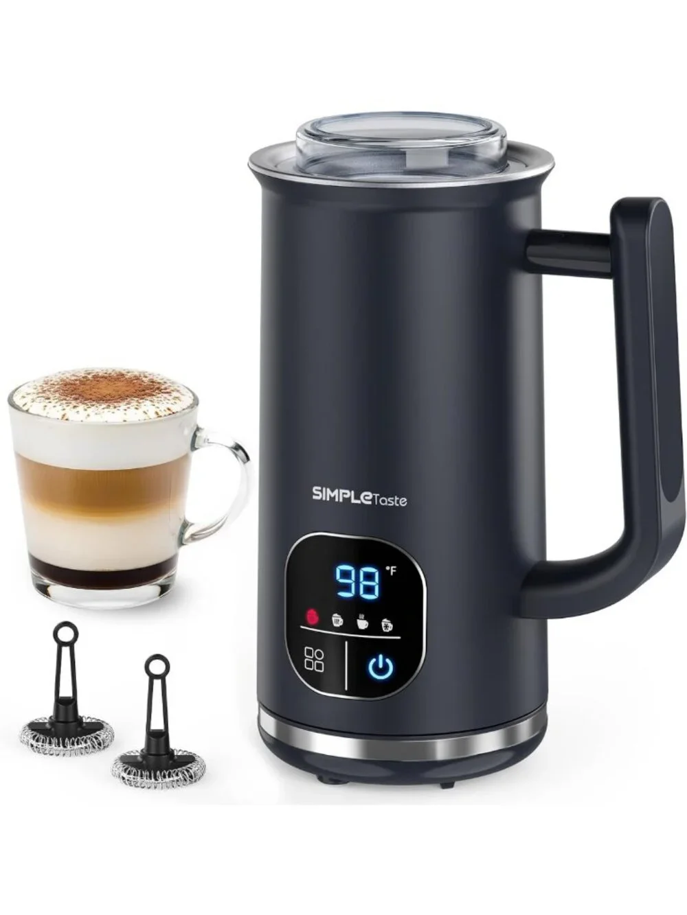 4-in-1 Electric Milk Frother & Steamer - LED Touch Screen, Warm & Cold Foam